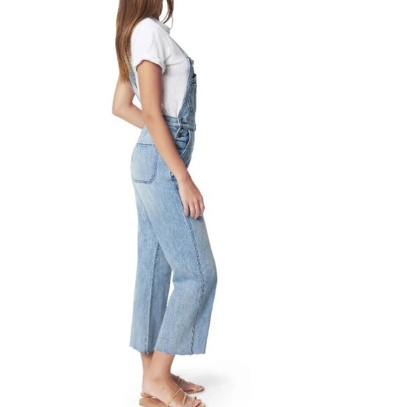 Joes Jeans Overalls Large Wide Leg Crop Womens Blue Denim Faded Anthropologie - Picture 3 of 6